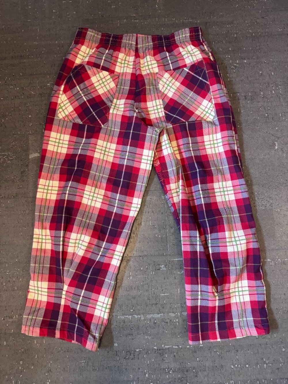 Free People Plaid Wide Leg Pull On Crop Pants Pink Red - Picture 3 of 3